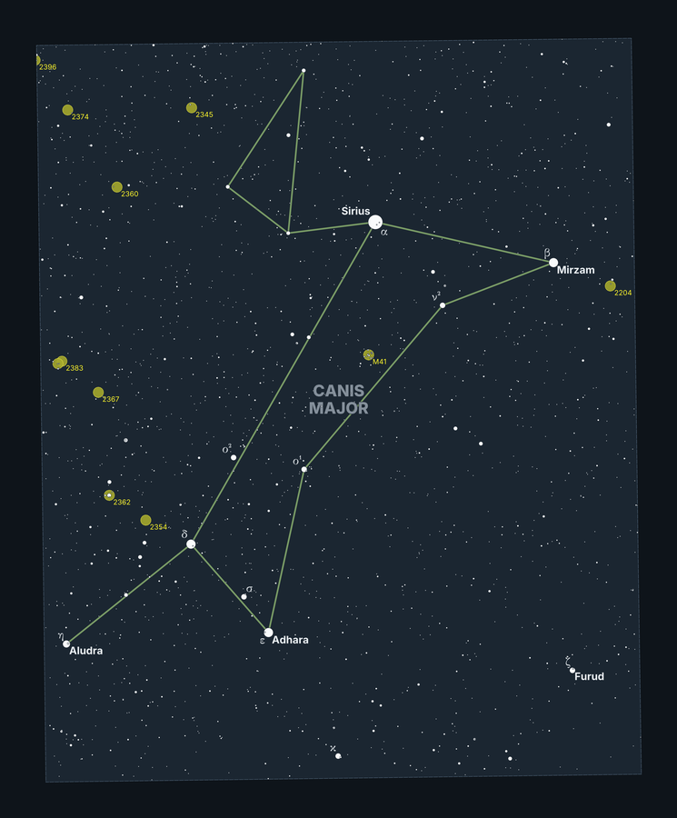 Map of the Constellation Canis Major