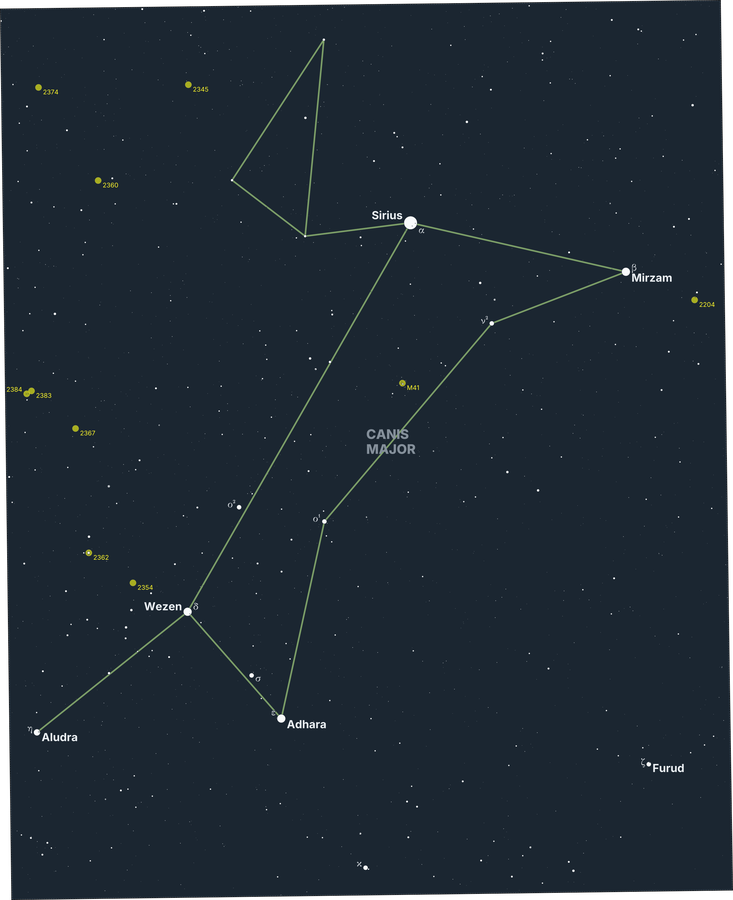 Map of the Constellation Canis Major